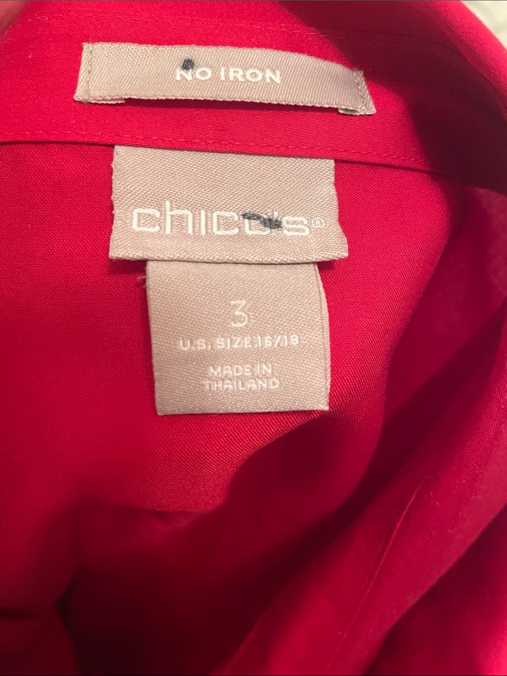 Chico's Bright Red No Iron Button-Down Tunic Top Size 3 - Picture 7 of 7